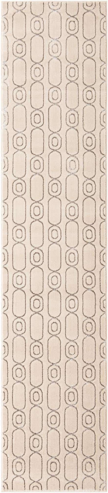 White and Silver 2' 7 x 12' Vogue Geo Runner Area Rug Geometric Glam Style Shiny Accents Carpet Mat for Unique Interior Design & Home Decor for Sale at Rug Engine