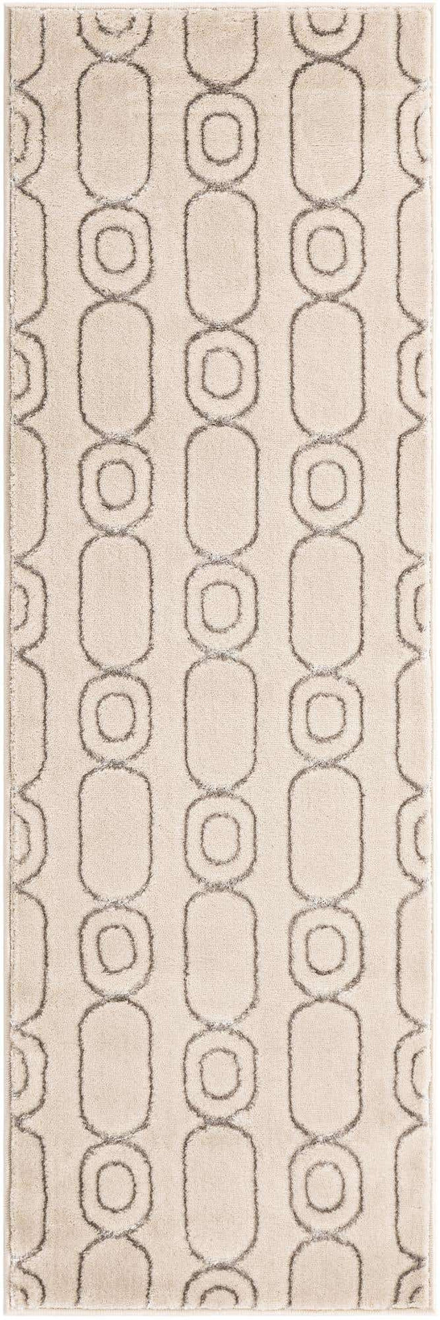 White and Silver 2' x 6' 1 Vogue Geo Runner Area Rug Geometric Glam Style Shiny Accents Carpet Mat for Unique Interior Design & Home Decor for Sale at Rug Engine