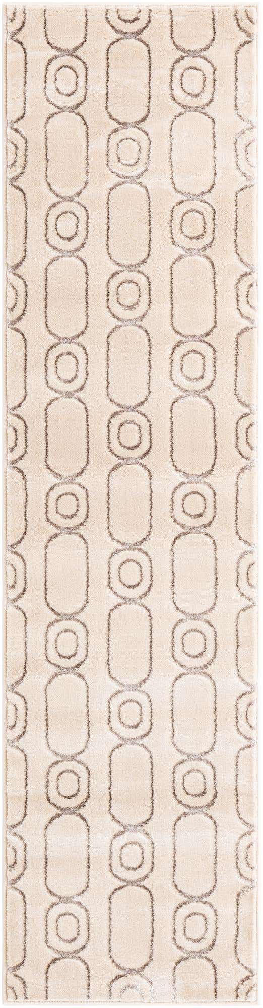 White and Silver 2' x 8' Vogue Geo Runner Area Rug Geometric Glam Style Shiny Accents Carpet Mat for Unique Interior Design & Home Decor for Sale at Rug Engine