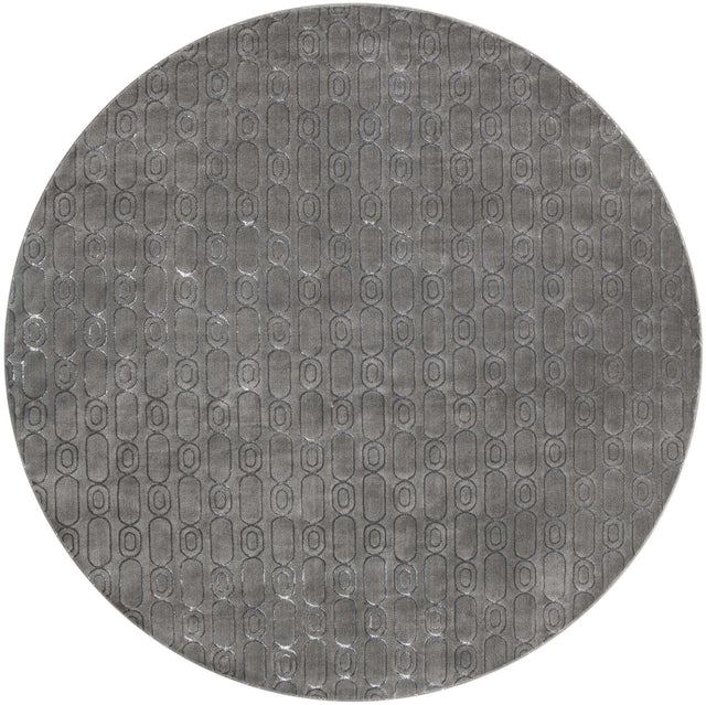 Gray and Silver 10' x 10' Vogue Geo Round Area Rug Geometric Glam Style Shiny Accents Carpet Mat for Unique Interior Design & Home Decor for Sale at Rug Engine