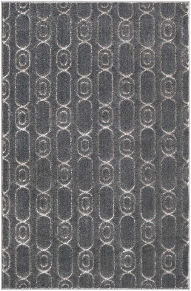 Gray and Silver 4' 1 x 6' 1 Vogue Geo Rectangle Area Rug Geometric Glam Style Shiny Accents Carpet Mat for Unique Interior Design & Home Decor for Sale at Rug Engine