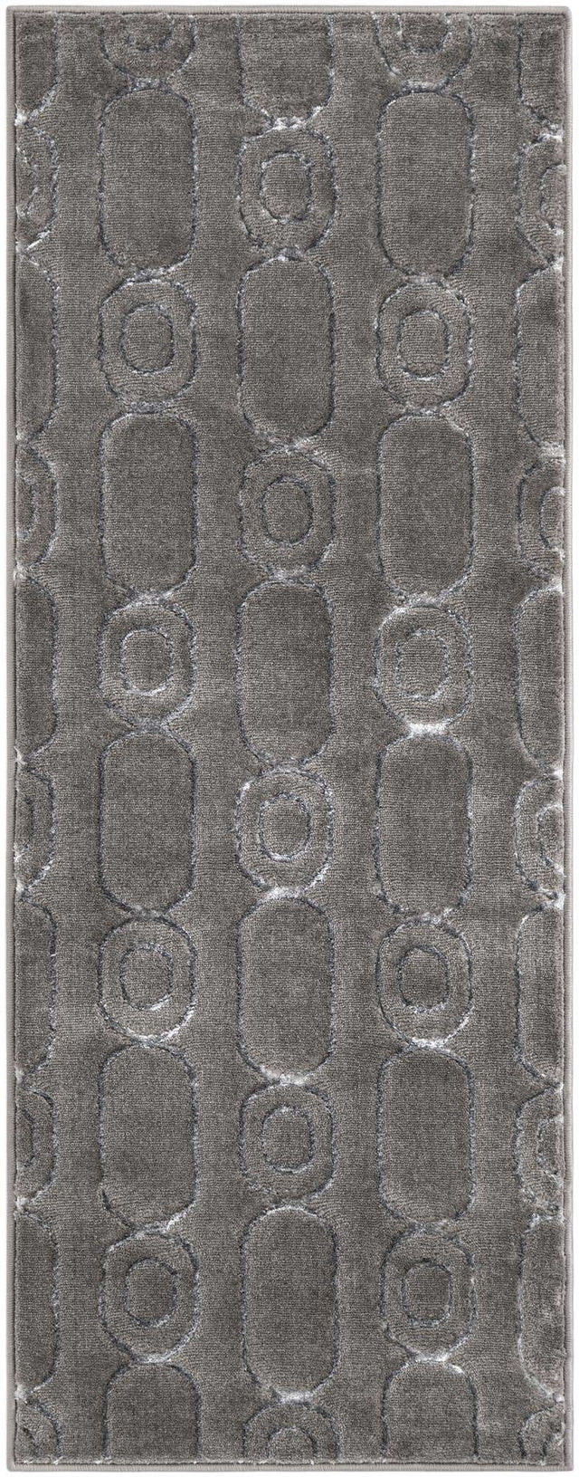Gray and Silver 2' x 5' 1 Vogue Geo Runner Area Rug Geometric Glam Style Shiny Accents Carpet Mat for Unique Interior Design & Home Decor for Sale at Rug Engine