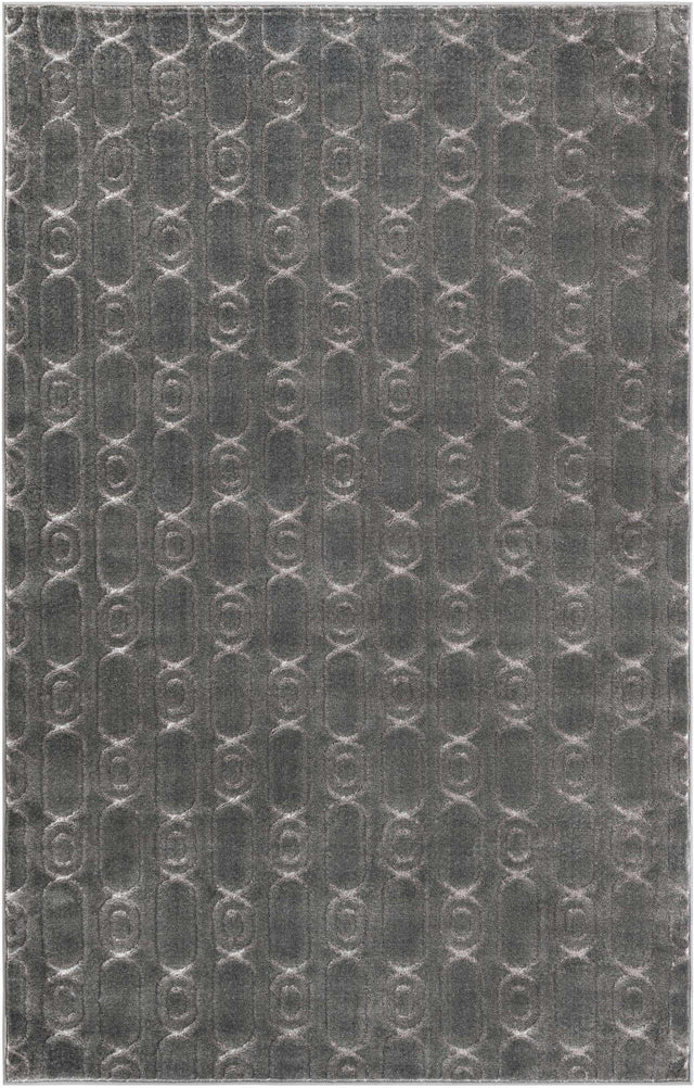 Gray and Silver 5' 3 x 8' Vogue Geo Rectangle Area Rug Geometric Glam Style Shiny Accents Carpet Mat for Unique Interior Design & Home Decor for Sale at Rug Engine