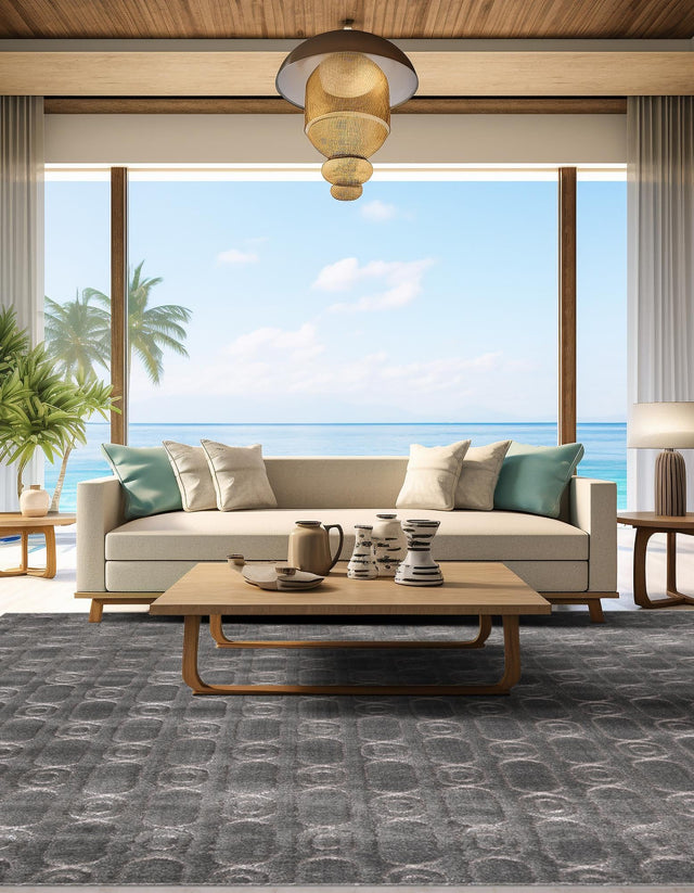 Gray and Silver 7' 10 x 7' 10 Vogue Geo Square Area Rug Geometric Glam Style Shiny Accents Carpet Mat for Unique Interior Design & Home Decor for Sale at Rug Engine