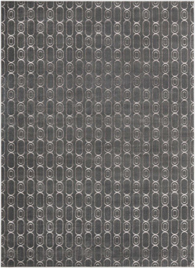 Gray and Silver 9' x 12' Vogue Geo Rectangle Area Rug Geometric Glam Style Shiny Accents Carpet Mat for Unique Interior Design & Home Decor for Sale at Rug Engine