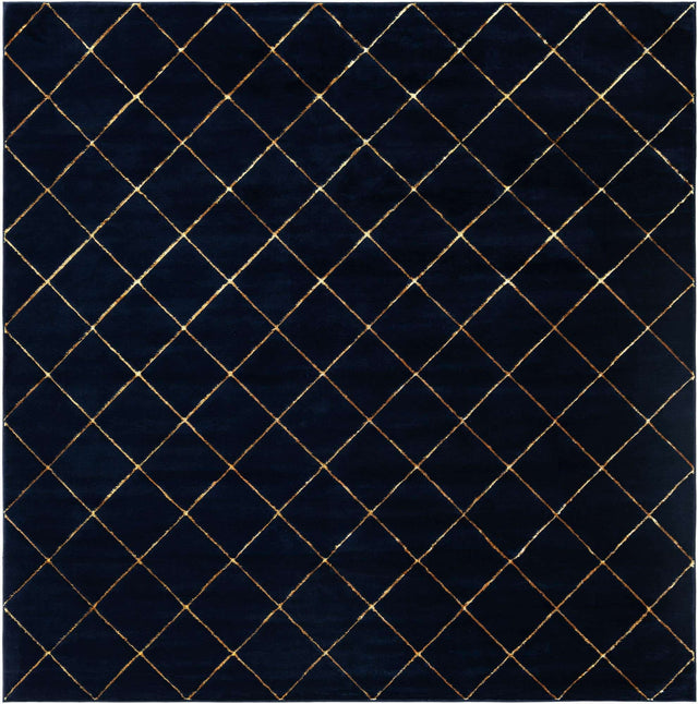 Navy Blue and Gold 10' x 10' Vogue Geo Square Area Rug Geometric Glam Style Shiny Accents Carpet Mat for Unique Interior Design & Home Decor for Sale at Rug Engine