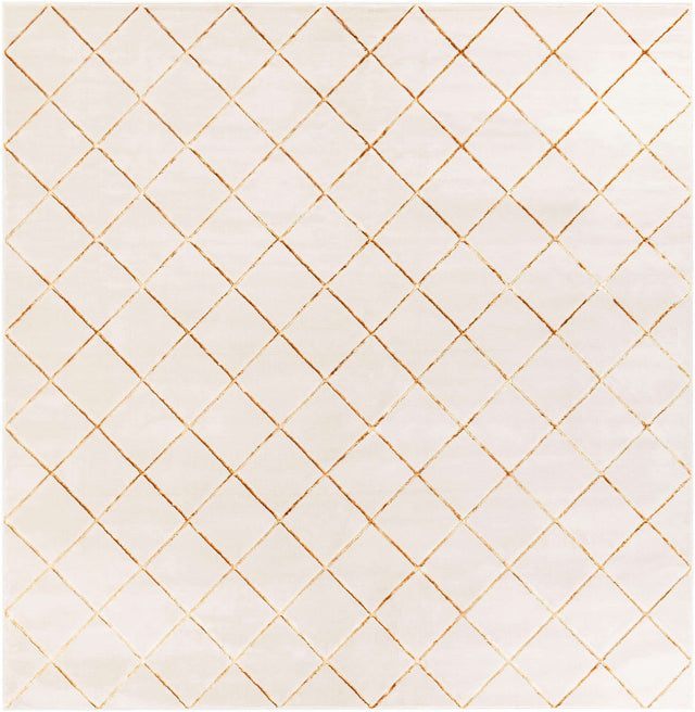 White and Gold 10' x 10' Vogue Geo Square Area Rug Geometric Glam Style Shiny Accents Carpet Mat for Unique Interior Design & Home Decor for Sale at Rug Engine