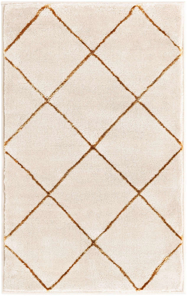 White and Gold 2' x 3' 1 Vogue Geo Rectangle Area Rug Geometric Glam Style Shiny Accents Carpet Mat for Unique Interior Design & Home Decor for Sale at Rug Engine