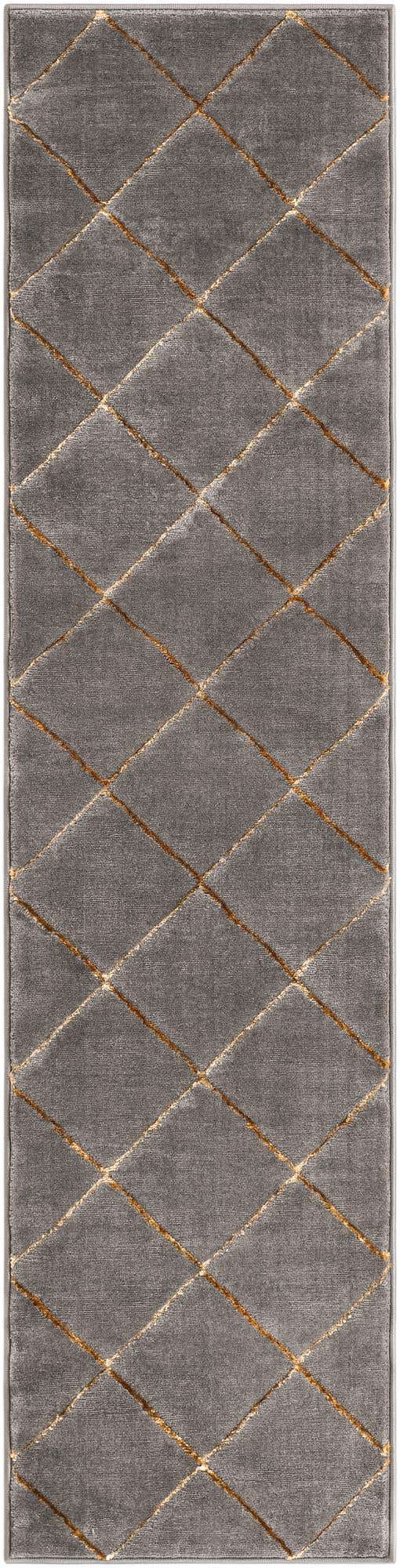 Gray and Gold 2' x 8' Vogue Geo Runner Area Rug Geometric Glam Style Shiny Accents Carpet Mat for Unique Interior Design & Home Decor for Sale at Rug Engine