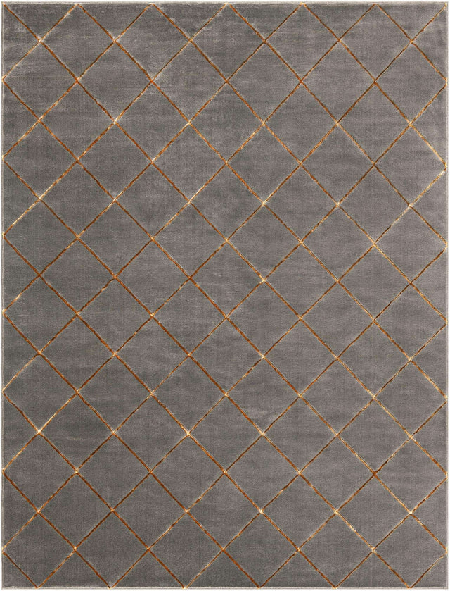 Gray and Gold 7' 10 x 10' Vogue Geo Rectangle Area Rug Geometric Glam Style Shiny Accents Carpet Mat for Unique Interior Design & Home Decor for Sale at Rug Engine