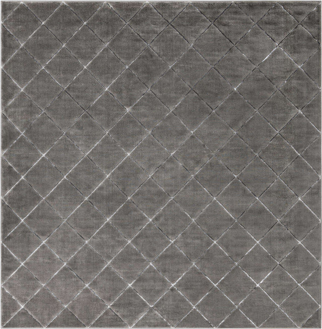 Gray and Silver 10' x 10' Vogue Geo Square Area Rug Geometric Glam Style Shiny Accents Carpet Mat for Unique Interior Design & Home Decor for Sale at Rug Engine