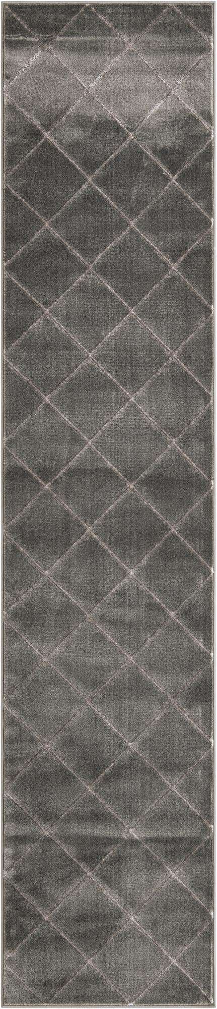 Gray and Silver 2' 7 x 12' Vogue Geo Runner Area Rug Geometric Glam Style Shiny Accents Carpet Mat for Unique Interior Design & Home Decor for Sale at Rug Engine