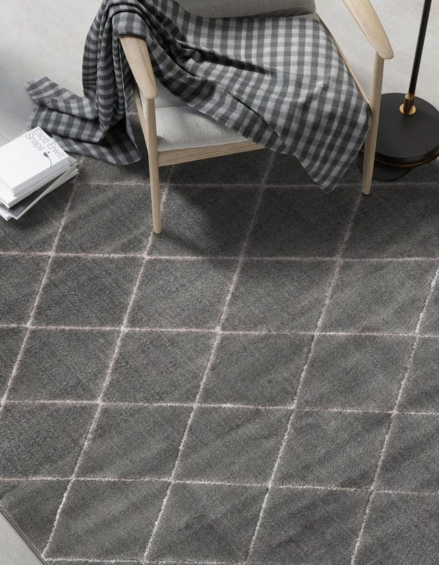 Gray and Silver 5' 3 x 8' Vogue Geo Rectangle Area Rug Geometric Glam Style Shiny Accents Carpet Mat for Unique Interior Design & Home Decor for Sale at Rug Engine