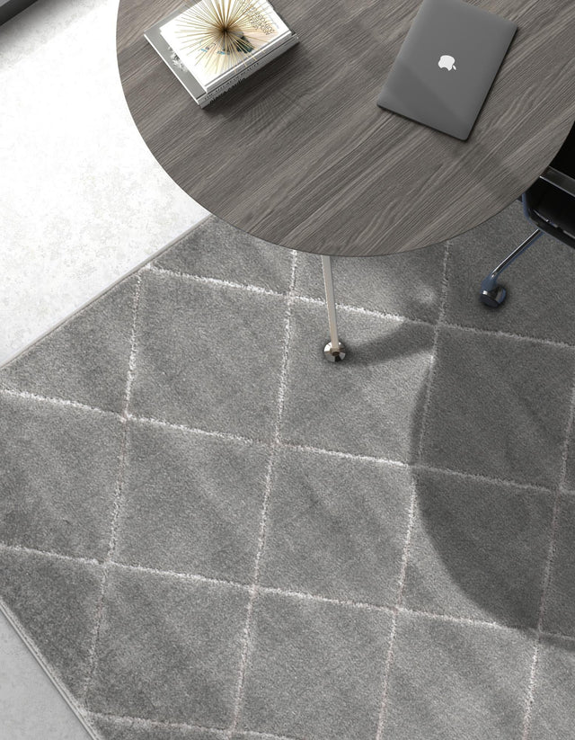 Gray and Silver 5' 3 x 8' Vogue Geo Rectangle Area Rug Geometric Glam Style Shiny Accents Carpet Mat for Unique Interior Design & Home Decor for Sale at Rug Engine