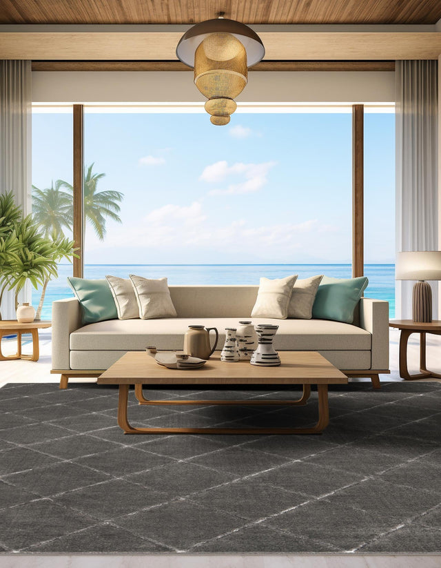 Gray and Silver 10' x 10' Vogue Geo Square Area Rug Geometric Glam Style Shiny Accents Carpet Mat for Unique Interior Design & Home Decor for Sale at Rug Engine