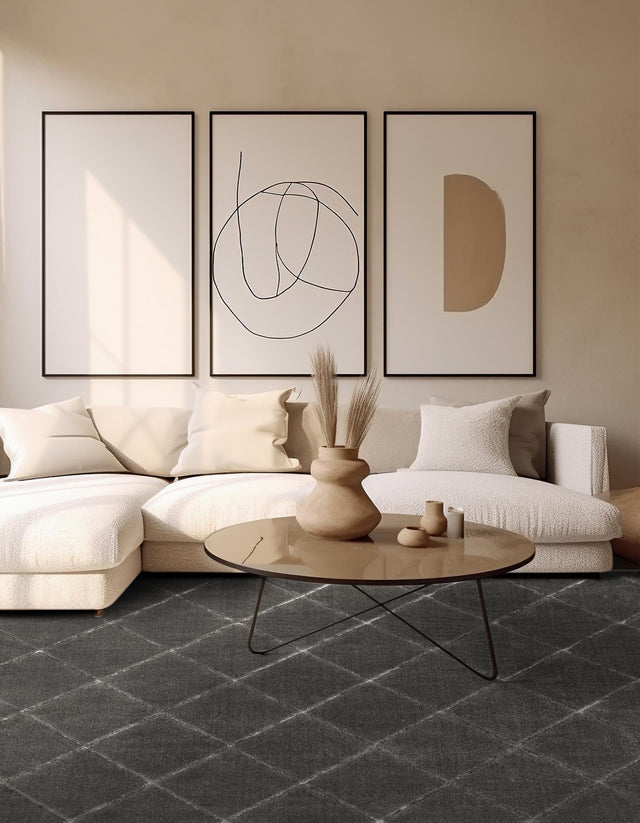 Gray and Silver 10' x 10' Vogue Geo Square Area Rug Geometric Glam Style Shiny Accents Carpet Mat for Unique Interior Design & Home Decor for Sale at Rug Engine