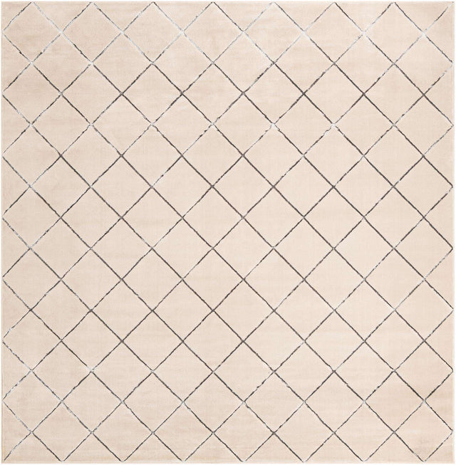 White and Silver 10' x 10' Vogue Geo Square Area Rug Geometric Glam Style Shiny Accents Carpet Mat for Unique Interior Design & Home Decor for Sale at Rug Engine