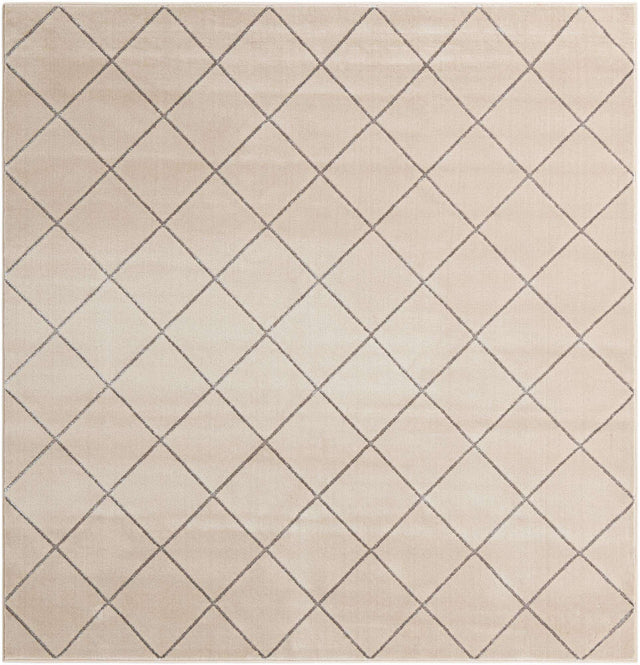 White and Silver 7' 10 x 7' 10 Vogue Geo Square Area Rug Geometric Glam Style Shiny Accents Carpet Mat for Unique Interior Design & Home Decor for Sale at Rug Engine