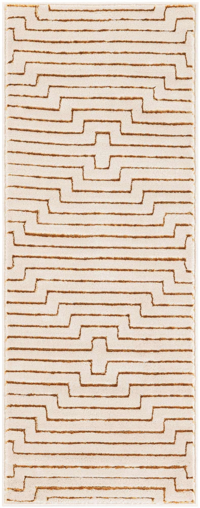 White and Gold 2' x 5' 1 Vogue Geo Runner Area Rug Geometric Glam Style Shiny Accents Carpet Mat for Unique Interior Design & Home Decor for Sale at Rug Engine
