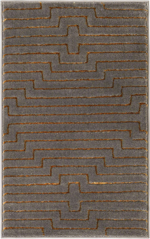 Gray and Gold 2' x 3' 1 Vogue Geo Rectangle Area Rug Geometric Glam Style Shiny Accents Carpet Mat for Unique Interior Design & Home Decor for Sale at Rug Engine