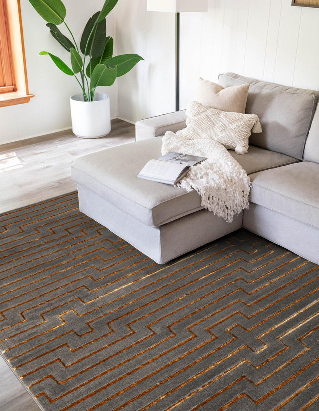Gray and Gold 2' x 3' 1 Vogue Geo Rectangle Area Rug Geometric Glam Style Shiny Accents Carpet Mat for Unique Interior Design & Home Decor for Sale at Rug Engine