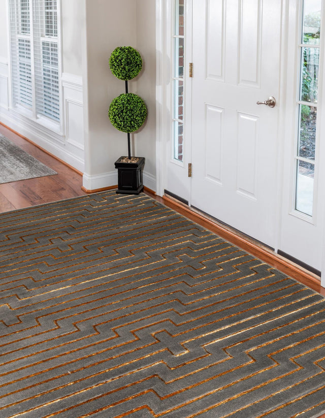 Gray and Gold 2' x 3' 1 Vogue Geo Rectangle Area Rug Geometric Glam Style Shiny Accents Carpet Mat for Unique Interior Design & Home Decor for Sale at Rug Engine