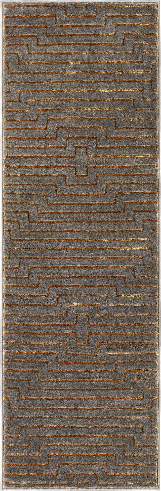Gray and Gold 2' x 6' 1 Vogue Geo Runner Area Rug Geometric Glam Style Shiny Accents Carpet Mat for Unique Interior Design & Home Decor for Sale at Rug Engine
