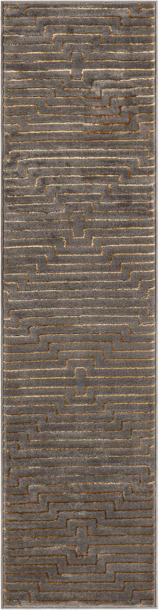 Gray and Gold 2' x 8' Vogue Geo Runner Area Rug Geometric Glam Style Shiny Accents Carpet Mat for Unique Interior Design & Home Decor for Sale at Rug Engine