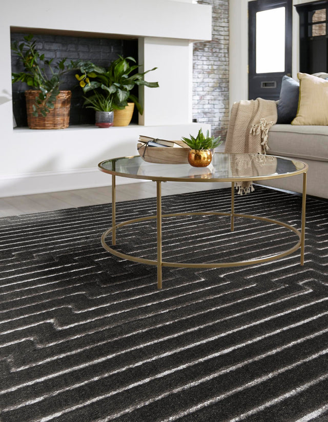 Gray and Silver 7' 10 x 7' 10 Vogue Geo Square Area Rug Geometric Glam Style Shiny Accents Carpet Mat for Unique Interior Design & Home Decor for Sale at Rug Engine