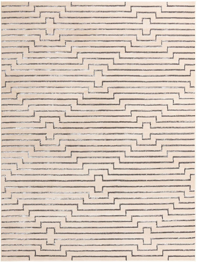 White and Silver 10' x 13' 1 Vogue Geo Rectangle Area Rug Geometric Glam Style Shiny Accents Carpet Mat for Unique Interior Design & Home Decor for Sale at Rug Engine
