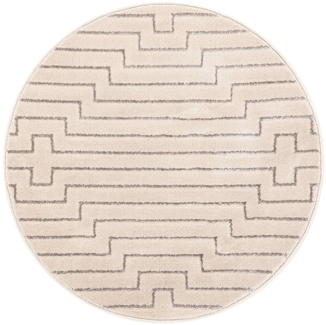 White and Silver 3' 1 x 3' 1 Vogue Geo Round Area Rug Geometric Glam Style Shiny Accents Carpet Mat for Unique Interior Design & Home Decor for Sale at Rug Engine