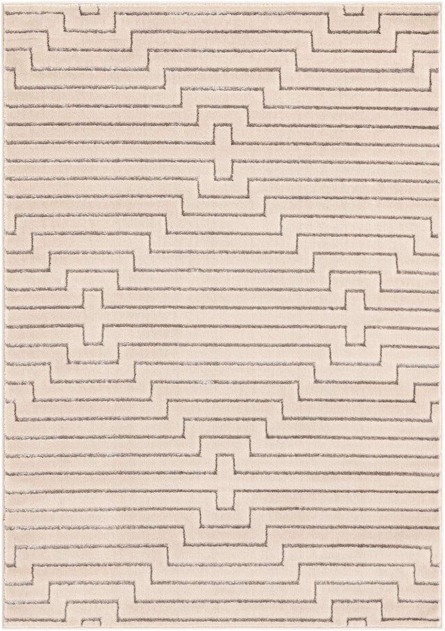 White and Silver 5' 3 x 7' 1 Vogue Geo Rectangle Area Rug Geometric Glam Style Shiny Accents Carpet Mat for Unique Interior Design & Home Decor for Sale at Rug Engine