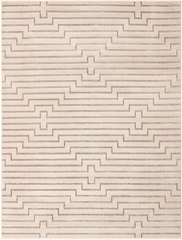 White and Silver 7' 10 x 10' Vogue Geo Rectangle Area Rug Geometric Glam Style Shiny Accents Carpet Mat for Unique Interior Design & Home Decor for Sale at Rug Engine
