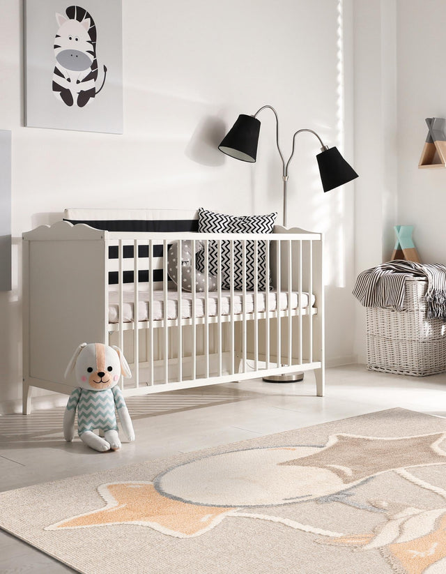 Peach Blossom 5' 1 x 7' 1 Whimsy Kids Rectangle Area Rug for Baby Nursery, Toddler Playroom, Bedrooms Playful Fun Design Easy Clean Carpet for Sale at Rug Engine
