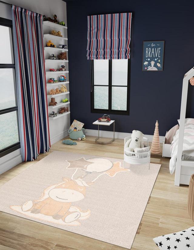 Peach Blossom 7' 10 x 7' 10 Whimsy Kids Square Area Rug for Baby Nursery, Toddler Playroom, Bedrooms