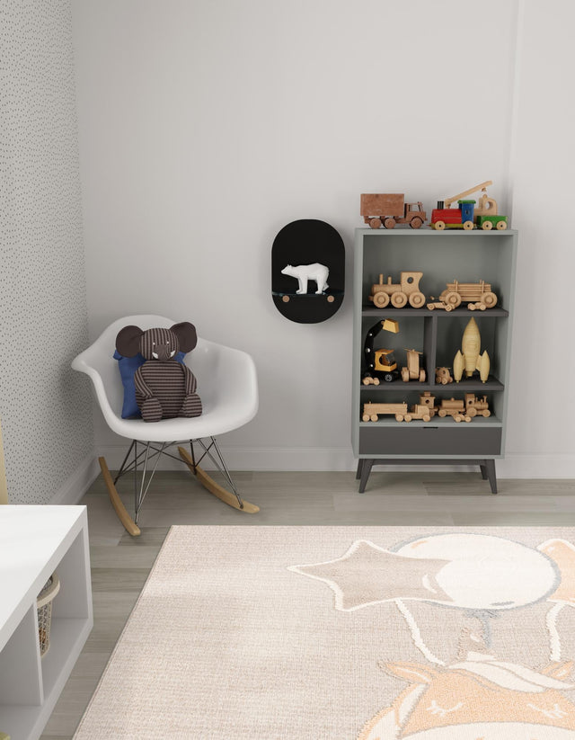 Peach Blossom 7' 10 x 7' 10 Whimsy Kids Square Area Rug for Baby Nursery, Toddler Playroom, Bedrooms