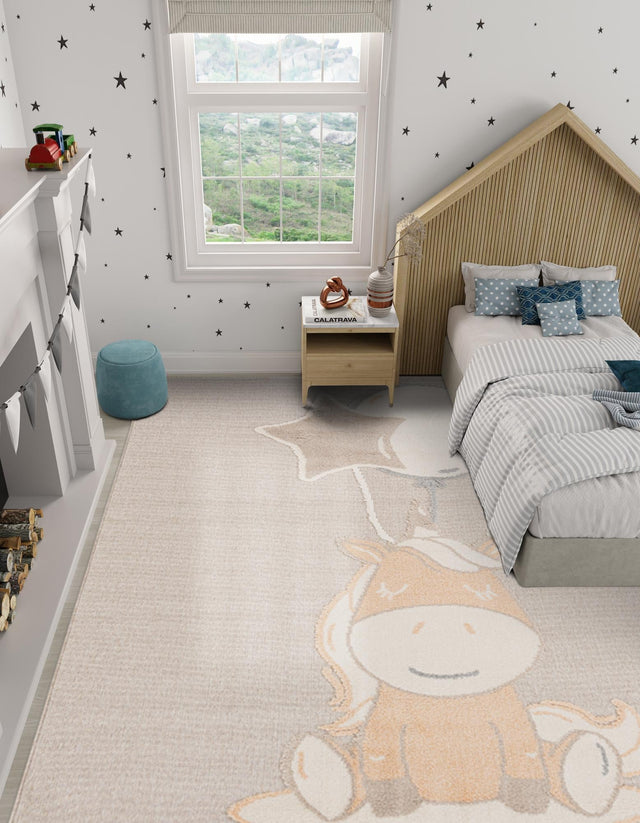 Peach Blossom 7' 10 x 7' 10 Whimsy Kids Square Area Rug for Baby Nursery, Toddler Playroom, Bedrooms