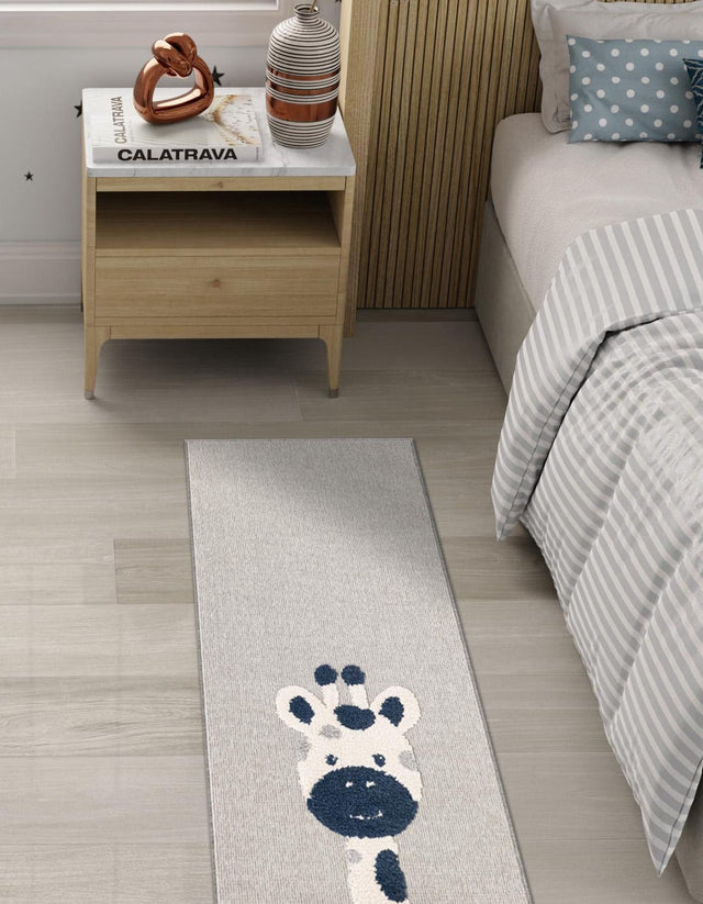 Gray 2' 7 x 8' Whimsy Kids Runner Area Rug for Baby Nursery, Toddler Playroom, Bedrooms