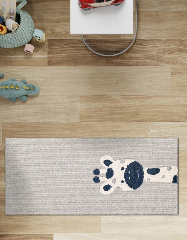 Gray 2' 7 x 8' Whimsy Kids Runner Area Rug for Baby Nursery, Toddler Playroom, Bedrooms