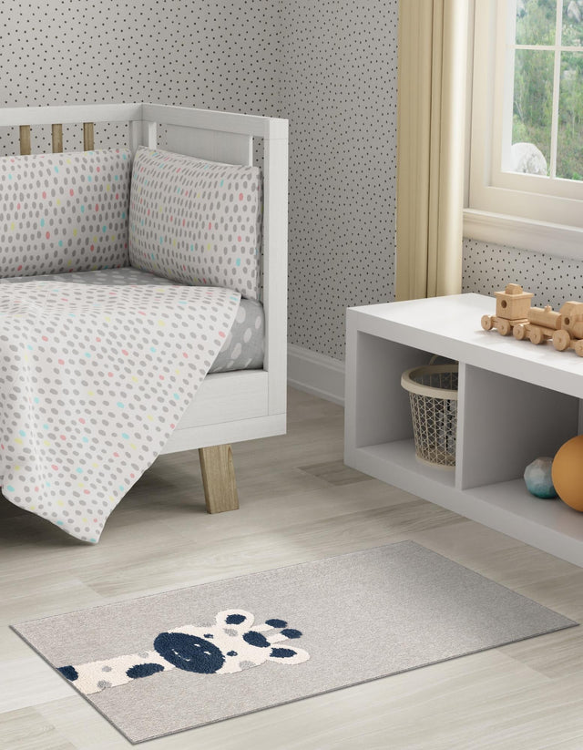 Gray 2' 7 x 8' Whimsy Kids Runner Area Rug for Baby Nursery, Toddler Playroom, Bedrooms