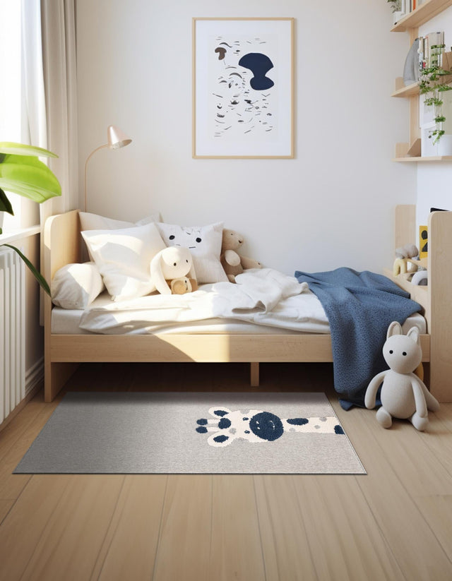 Gray 2' 7 x 8' Whimsy Kids Runner Area Rug for Baby Nursery, Toddler Playroom, Bedrooms