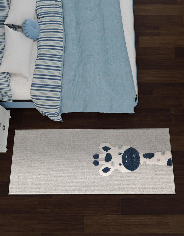 Gray 2' 7 x 8' Whimsy Kids Runner Area Rug for Baby Nursery, Toddler Playroom, Bedrooms