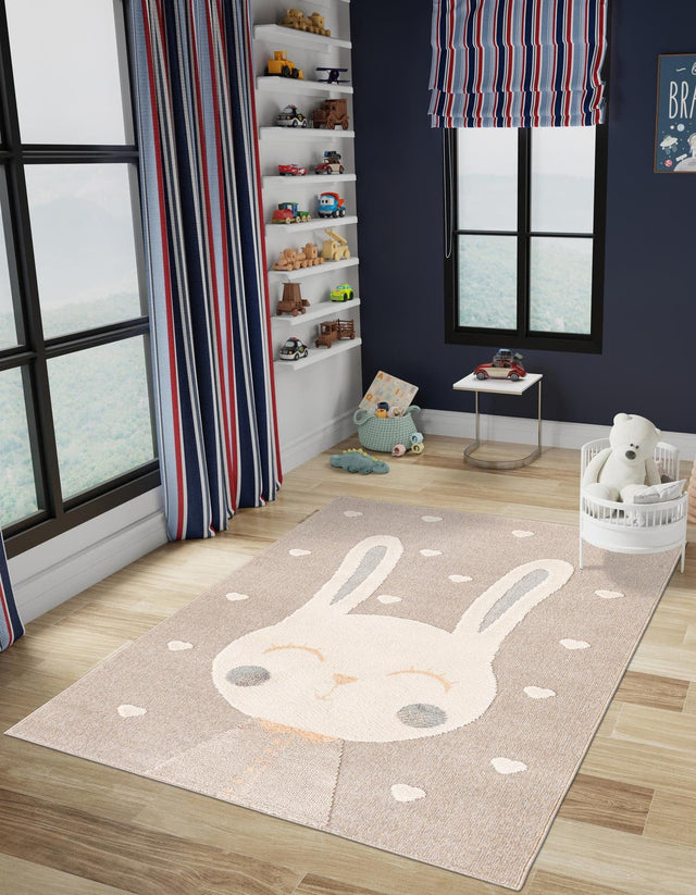 Peach Blossom 5' 3 x 8' Whimsy Kids Rectangle Area Rug for Baby Nursery, Toddler Playroom, Bedrooms