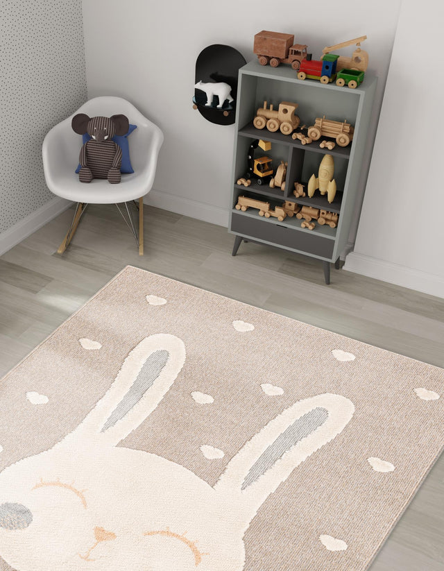 Peach Blossom 6' 1 x 9' Whimsy Kids Rectangle Area Rug for Baby Nursery, Toddler Playroom, Bedrooms Playful Fun Design Easy Clean Carpet for Sale at Rug Engine