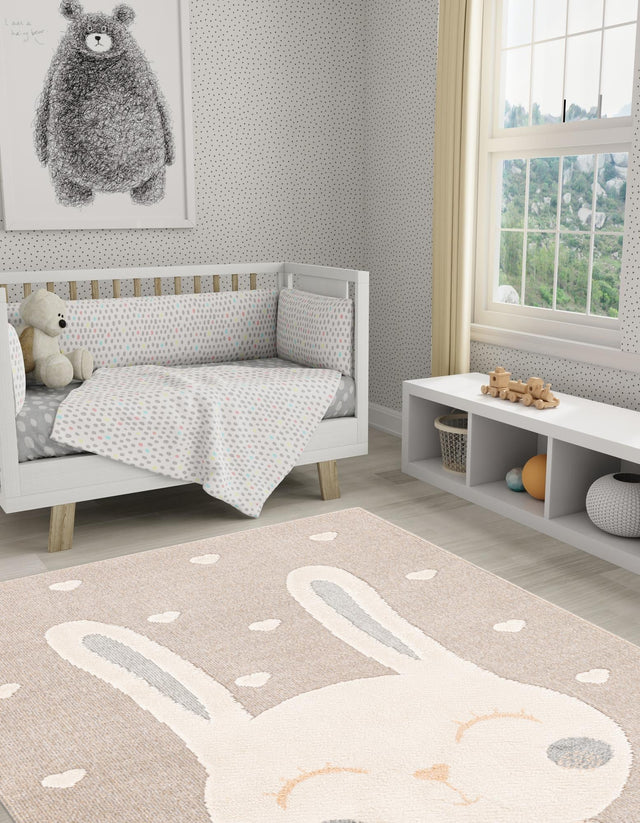 Peach Blossom 6' 1 x 9' Whimsy Kids Rectangle Area Rug for Baby Nursery, Toddler Playroom, Bedrooms Playful Fun Design Easy Clean Carpet for Sale at Rug Engine