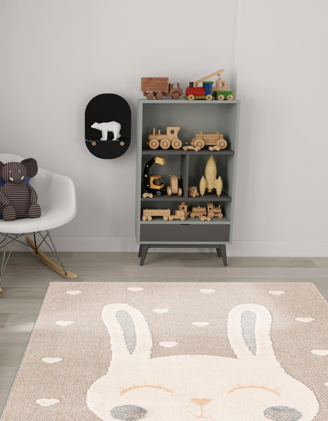 Peach Blossom 5' 3 x 8' Whimsy Kids Rectangle Area Rug for Baby Nursery, Toddler Playroom, Bedrooms