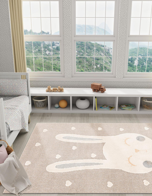 Peach Blossom 5' 3 x 8' Whimsy Kids Rectangle Area Rug for Baby Nursery, Toddler Playroom, Bedrooms