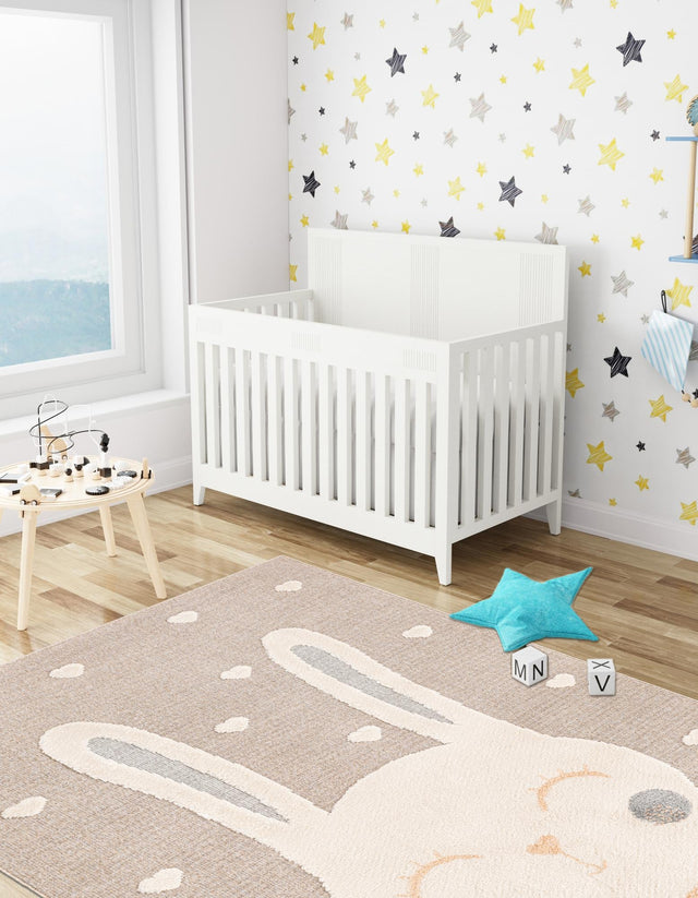 Peach Blossom 4' 1 x 6' 1 Whimsy Kids Rectangle Area Rug for Baby Nursery, Toddler Playroom, Bedrooms Playful Fun Design Easy Clean Carpet for Sale at Rug Engine