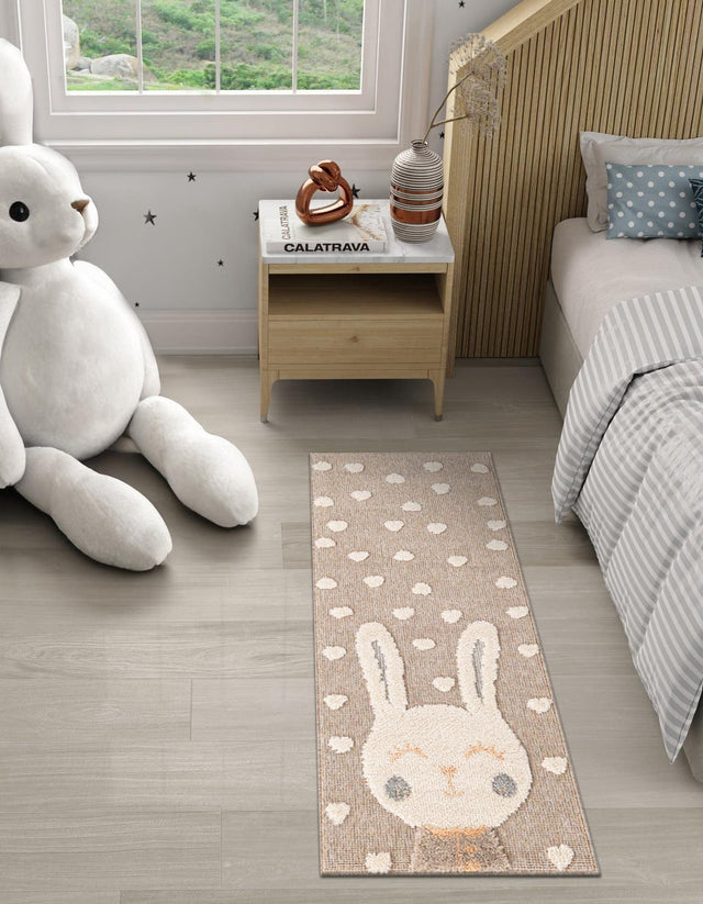 Peach Blossom 2' 7 x 8' Whimsy Kids Runner Area Rug for Baby Nursery, Toddler Playroom, Bedrooms