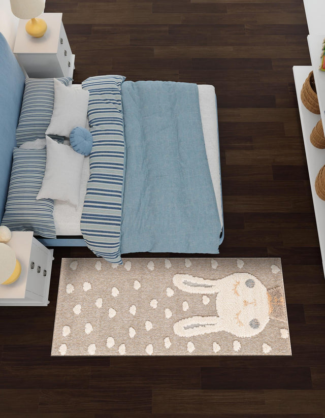 Peach Blossom 2' 7 x 8' Whimsy Kids Runner Area Rug for Baby Nursery, Toddler Playroom, Bedrooms